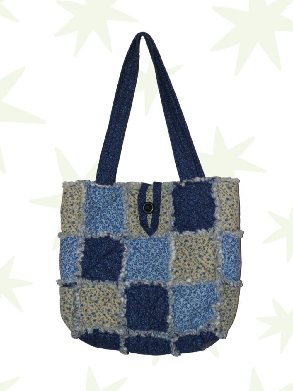 Handmade mediumweight patchwork tote bag 14"x11"